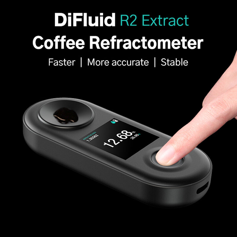 Réfractomcirculation d'extrait de Difluid r2, connexion avec l'application, mesure TDS, accessoires de café utilisés pour mesurer la concentration de café