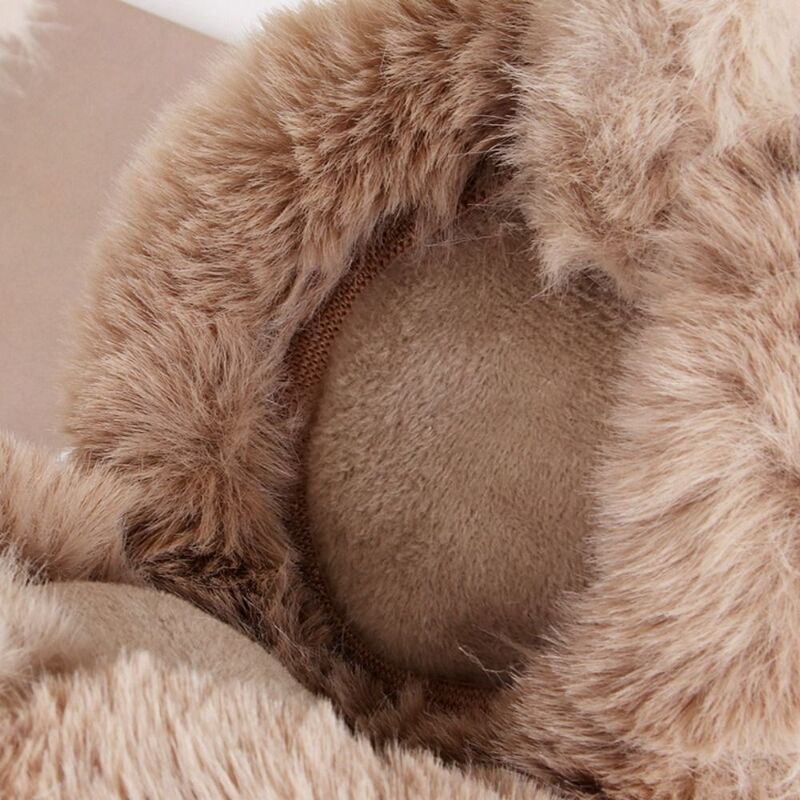 Plush Bear Ears Warmer Ear Muffs Foldable Ear Cover for Women Winter Warm Earflaps Outdoor Cold Protection Ear-Muffs Ear Cover