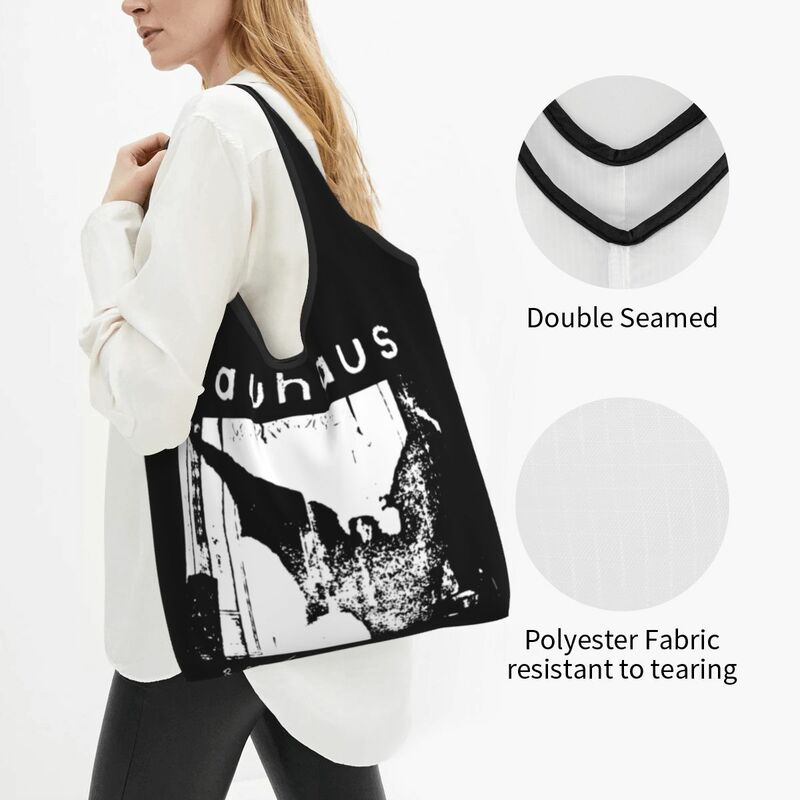 Bauhaus Bela Lugosi's Dead dapat digunakan kembali tas belanja tas belanja lipat kapasitas berat 50LB tas ramah lingkungan Punk