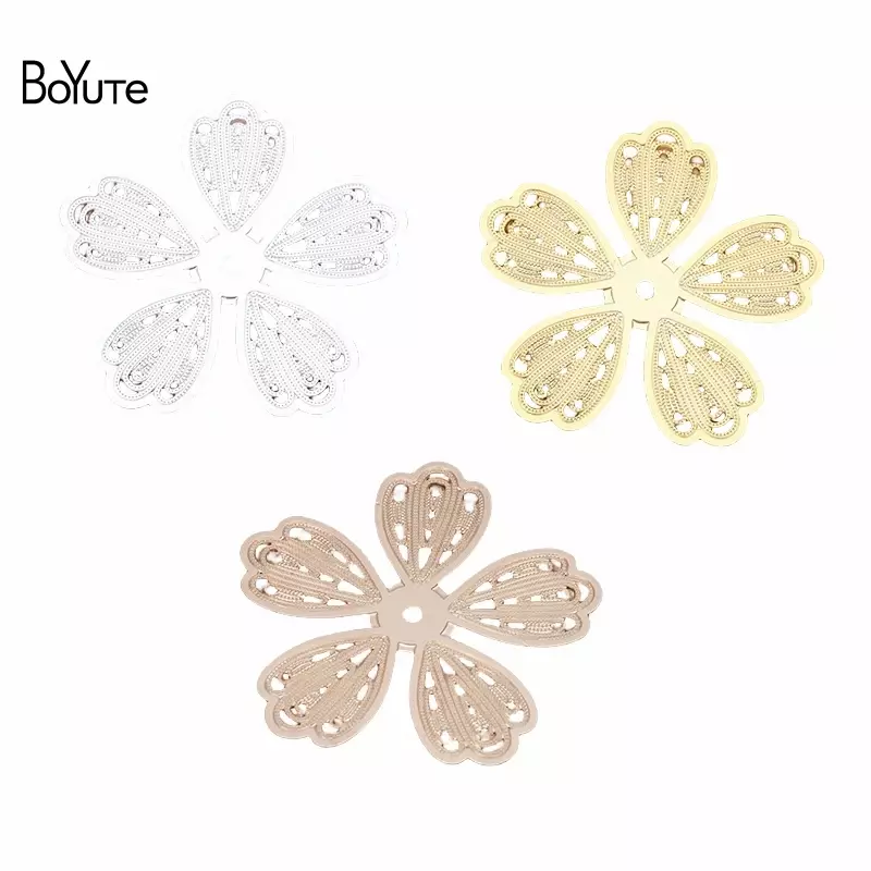 BoYuTe (20 Pieces/Lot) 32MM Filigree Brass Flower Materials Handamde Diy Jewelry Accessories