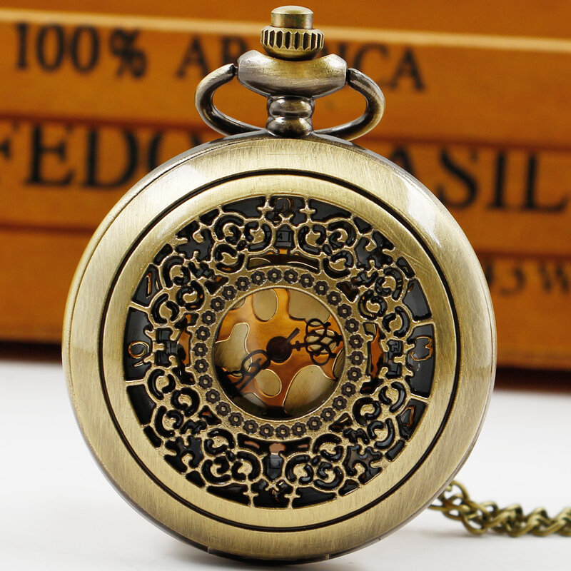 Jam tangan saku antik Clamshell berlubang klasik baru jam tangan Flip hadiah antik pria dan wanita reloj de bolsillo
