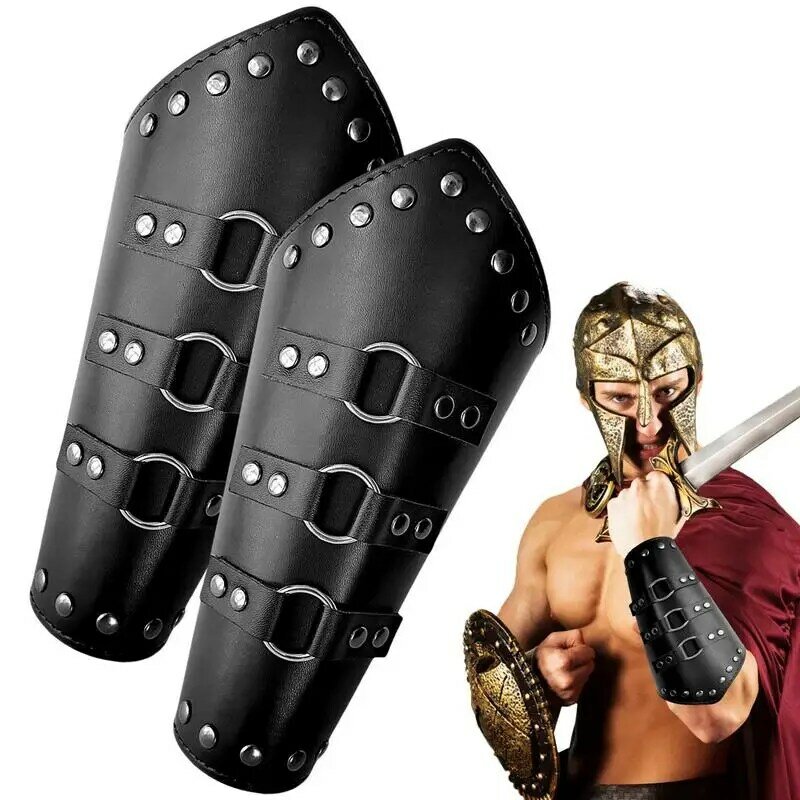 Medieval Vambrace Arm Cuff Adjustable Leather Arm Guards Viking Bracers Arm Guard For Men Women Proctective Bracers Halloween
