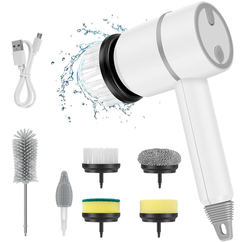 Electric Spin Scrubber with 6 Brush Heads 1200mAh Electric Rotary Brush Scrubber 3 Adjustable Speeds Electric Brush Cleaner Tool