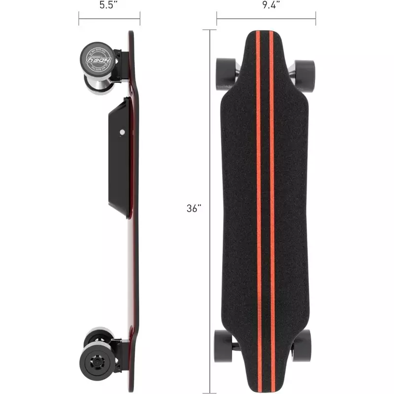 Skateboard elettrico con telecomando, doppio motore, 18.6 MPH12.5 miglia di autonomia, 4 regolazioni di velocità, carico massimo di 220 libbre, Skateboard elettrico