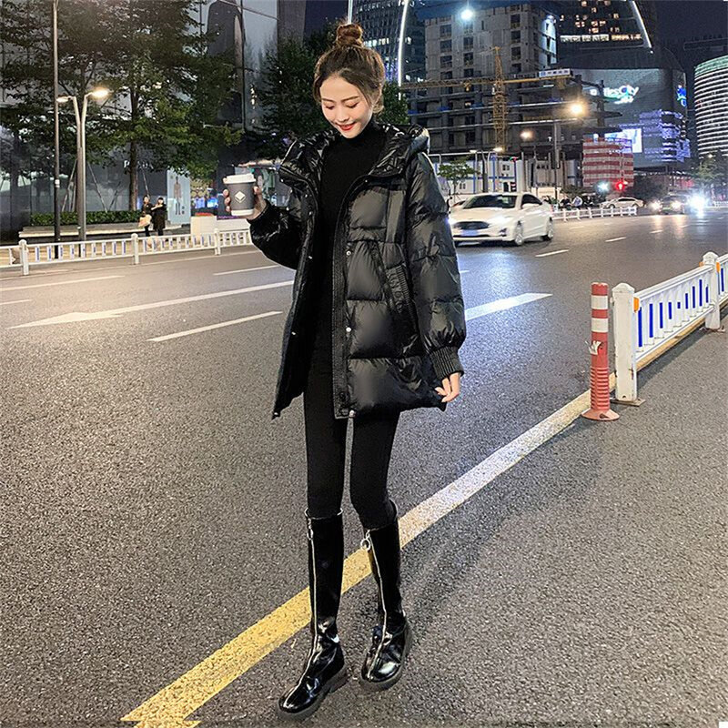 Winter Shiny Long Jacket Women Loose Thick Warm Snow Parkas Female Down Coat Waterproof Outwear