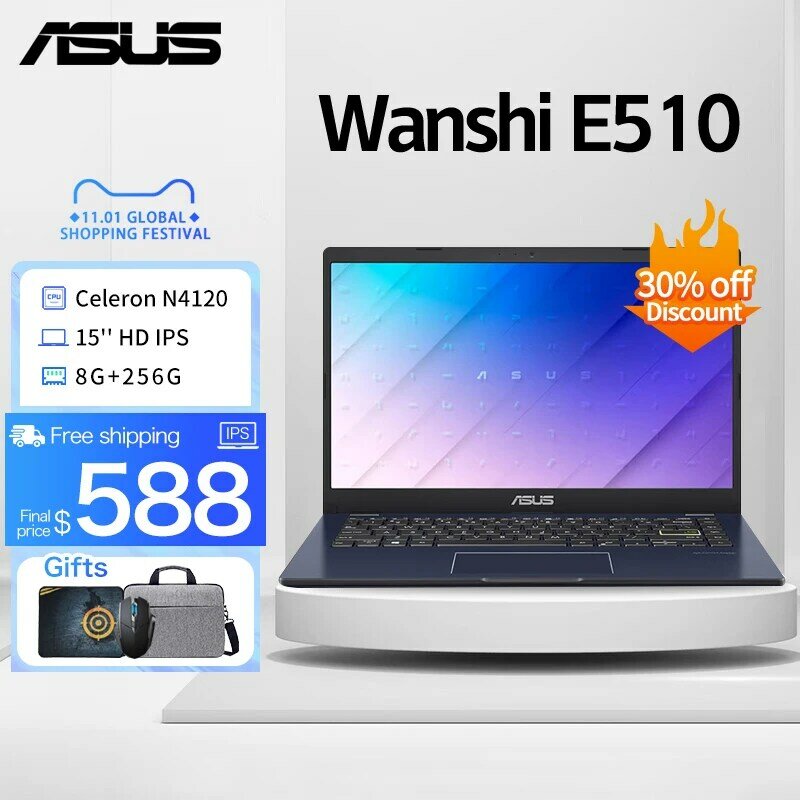 Pc portable ASUS Wanshi Office, 14 pouces, Intel Pentium N6000/Intel Celeron N4120, 8 go de RAM, 256 go de SSD