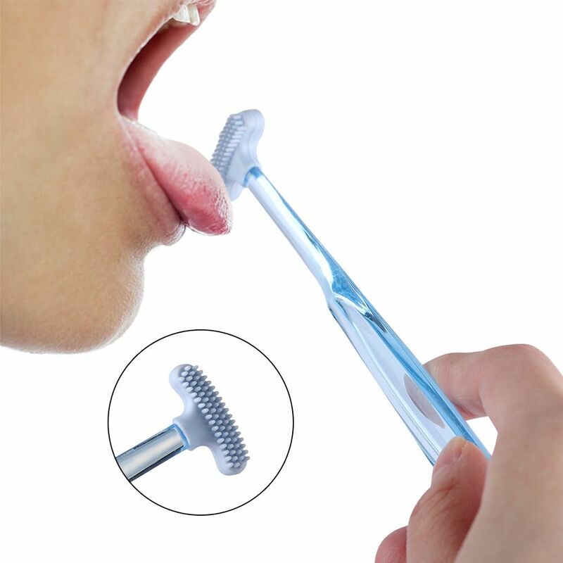 Limpador de língua para o mau hálito, escova de silicone dupla face macia, ferramenta útil para cuidados com a saúde, scrbucal