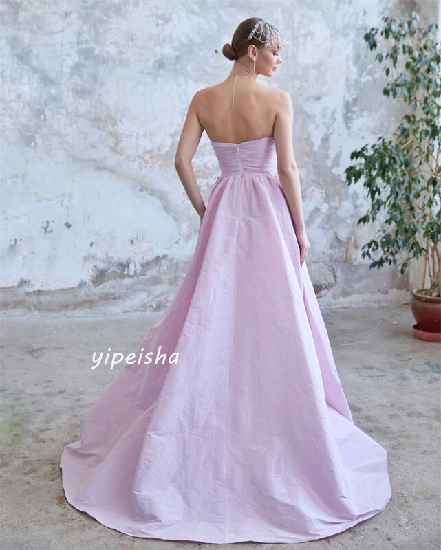 Jersey Sequined Ruched Quinceanera A-line Strapless Bespoke Occasion Gown Long Dresses