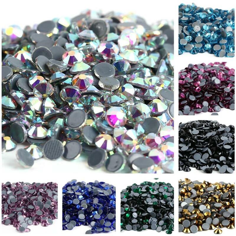 40色のクリスタルとダイヤモンドのボールのセット,ラインストーンのセット,ガラスの金属,芸術的な縫製と装飾用