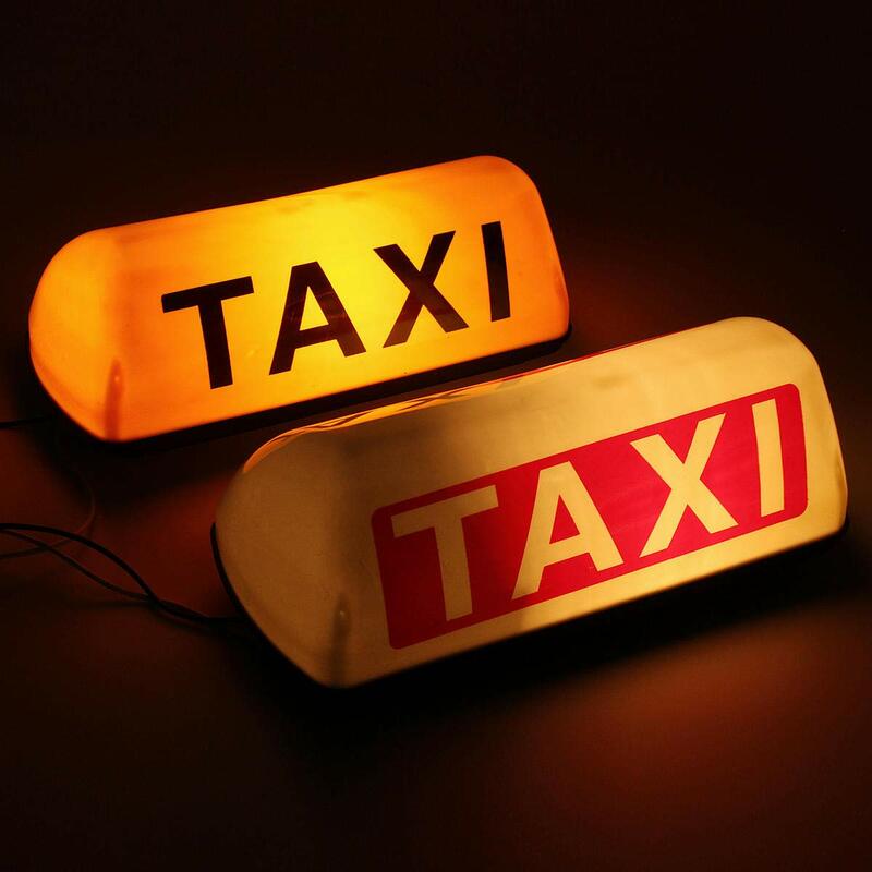 Lampu LED sinyal taksi putih, 12V tanda atas tahan air magnetik