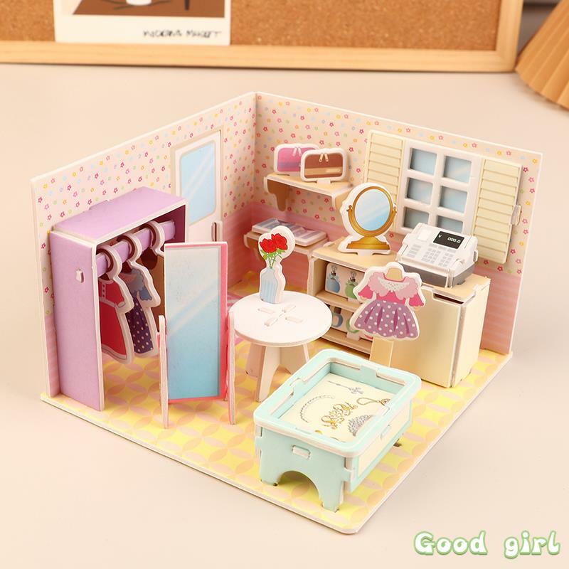 Kid 3D Paper Stereo Puzzle Cartoon House Building Model DIY Handmade Dollhouse Early Learning Educational Toys Gift For Children