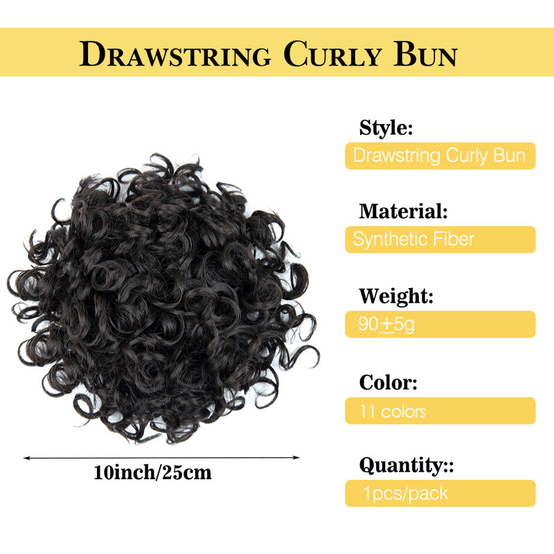 New Hair Bun Hair Piece Elastic Drawstring Loose Wave Large Curly Bun Synthetic Ponytail Extension Hair Bun Para Mulheres 1Pc