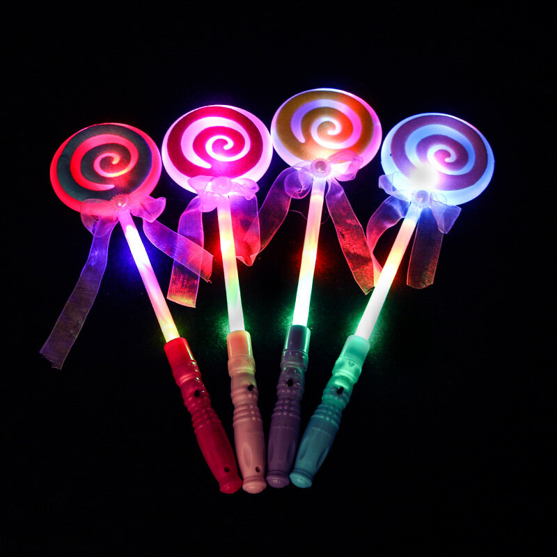 Varita mágica luminiscente con forma de Lollypop, juguetes de noche con luz