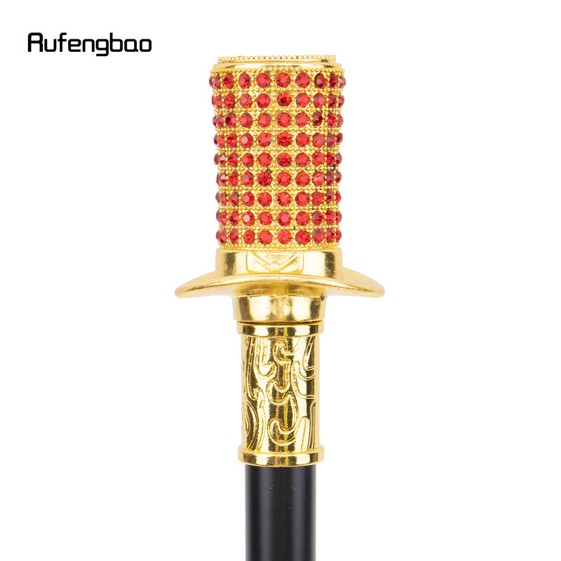 Bastone da passeggio con diamante artificiale rosso dorato bastone da passeggio decorativo di moda Gentleman elegante pomello di canna Cosplay Crosier 95cm