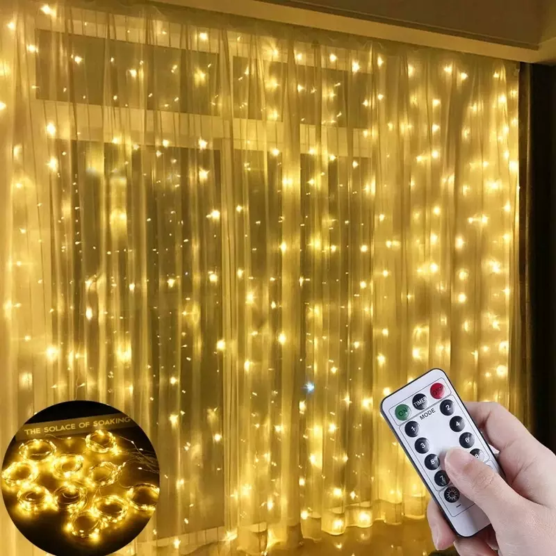 Lampki świąteczne LED USB zdalna wróżka łańcuchy świetlne 3M 4M 6M kurtyna Led Lights świąteczne dekoracje do domu girlanda żarówkowa na nowy rok