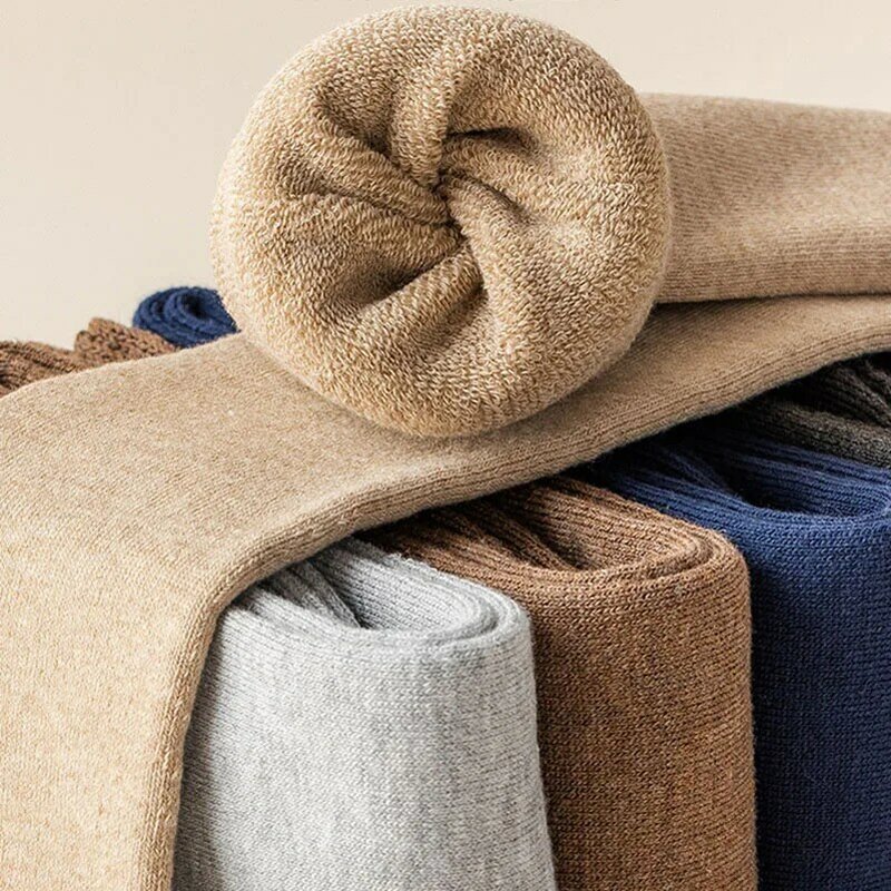 Calcetines de lana gruesa de pierna larga para hombre, medias de compresión térmica, cómodas, para la nieve, invierno, EU38-45