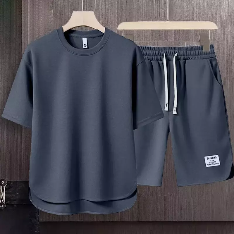 Conjunto de dos piezas para hombre, camiseta de manga corta y pantalones cortos, chándales sueltos coreanos, ropa de diseñador, moda de verano