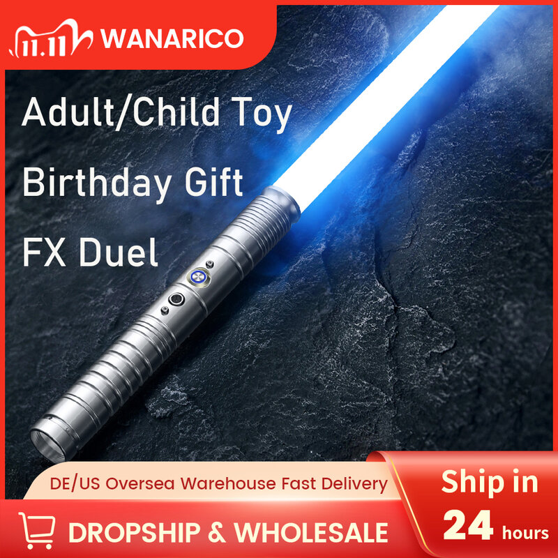 Световой меч WANARICO RGB, 1/2 шт., 7 цветов, с переменным звуком и эффектом удара, световой меч FX для дуэли, металлическая ручка, светодиодный USB-зарядка
