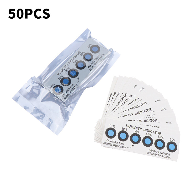 50 PCS Humidity Indicator Card For Testing Humidity In Closed Containers10%-60% Test Paper Card Blue Six-point Humidity Card