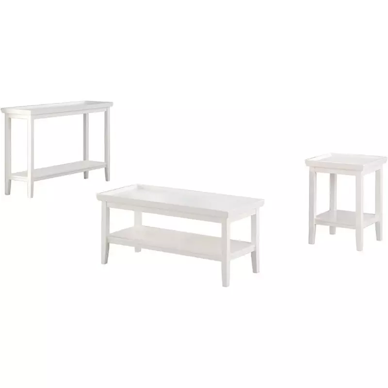 S LedgFrederick-Table basse avec étagère, tables de service, basses, tables basses blanches, meubles de salon, meubles de rangement cachés