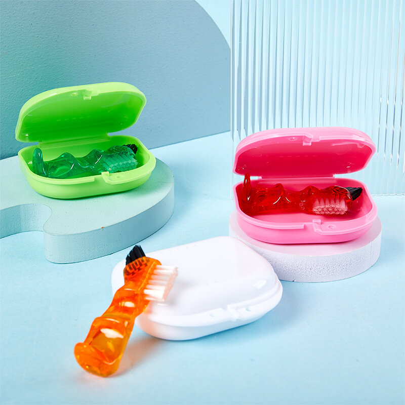 Щетка для чистки зубных протезов, мягкая многослойная щетина, искусственные зубы, щетка Y-образной формы, технические зубные щетки, коробка для зубных протезов