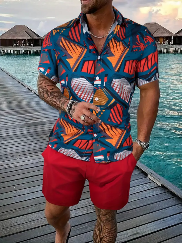 Herren hemd setzt 3d gedruckt Retro Blumen Kurzarm lässig übergroße Strands horts Sommer Streetwear Hawaii Anzüge Kleidung