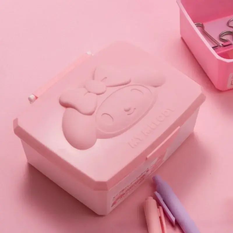 Sanrio Large Capacity Storage Box Portable Flip Cosmetic Stationery Accessories Dustproof Sanitary Organizing Box Hello Kitty