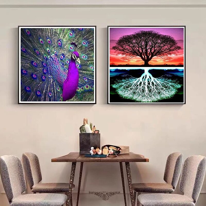 4 Pack 5D Diamond Painting Kits, Adults By Number Diamond Painting Art Kits ,For Home Wall Decor, Tree