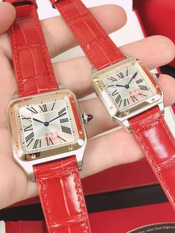 Designer color contrast steel case sapphire glass mirror cowhide strap Quartz watch 2024 Women's new watch Fashion luxury watch