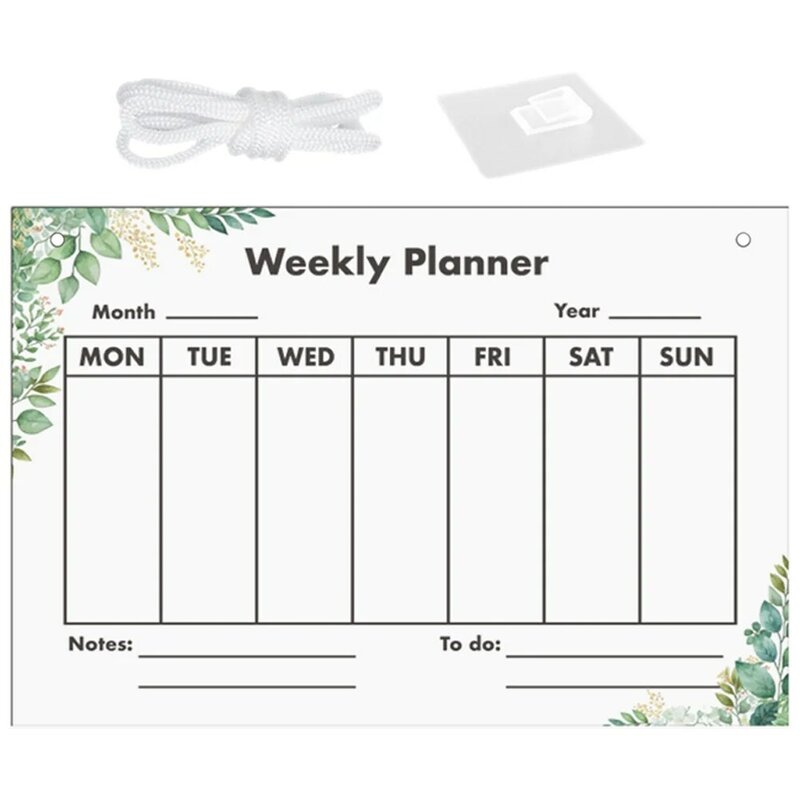Wall-Mounted Magnetic Whiteboard Planner, Placa de planejamento acrílico, Planejador semanal para geladeira mensagem, Geladeira escritório