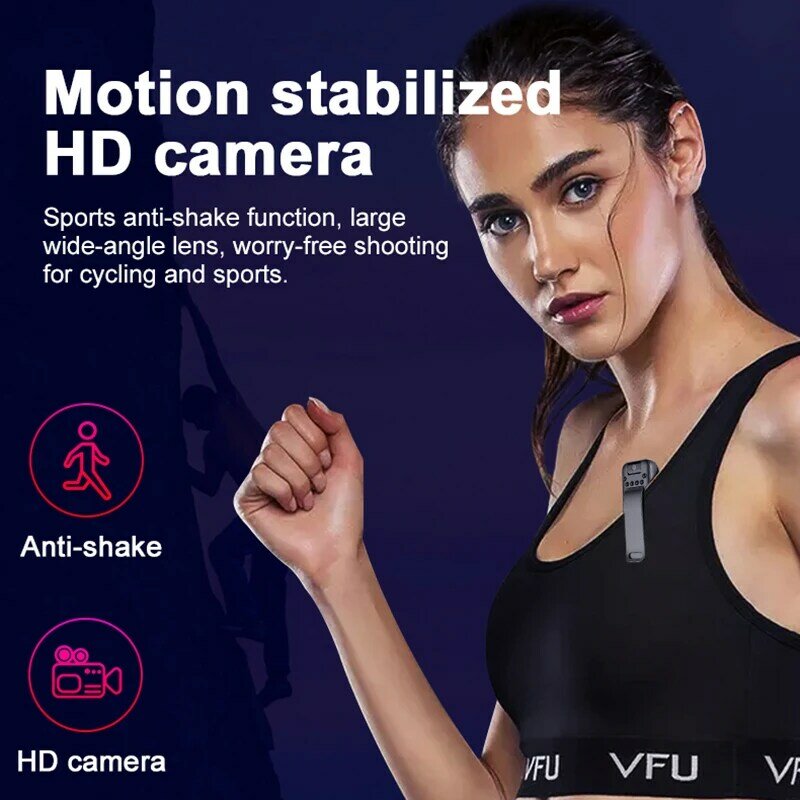 Mini câmera de visão noturna pequeno corpo sem fio espiã escondido cam micro voz gravador vídeo secreto wearable bodycam discreto