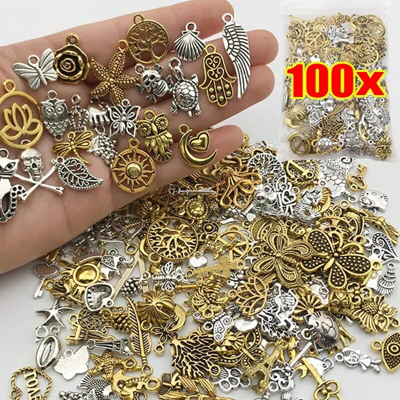 30/100 pz misto Vintage metallo animale uccelli Charms perline braccialetto fai da te ciondolo Neacklace accessori per gioielli che fanno risultati