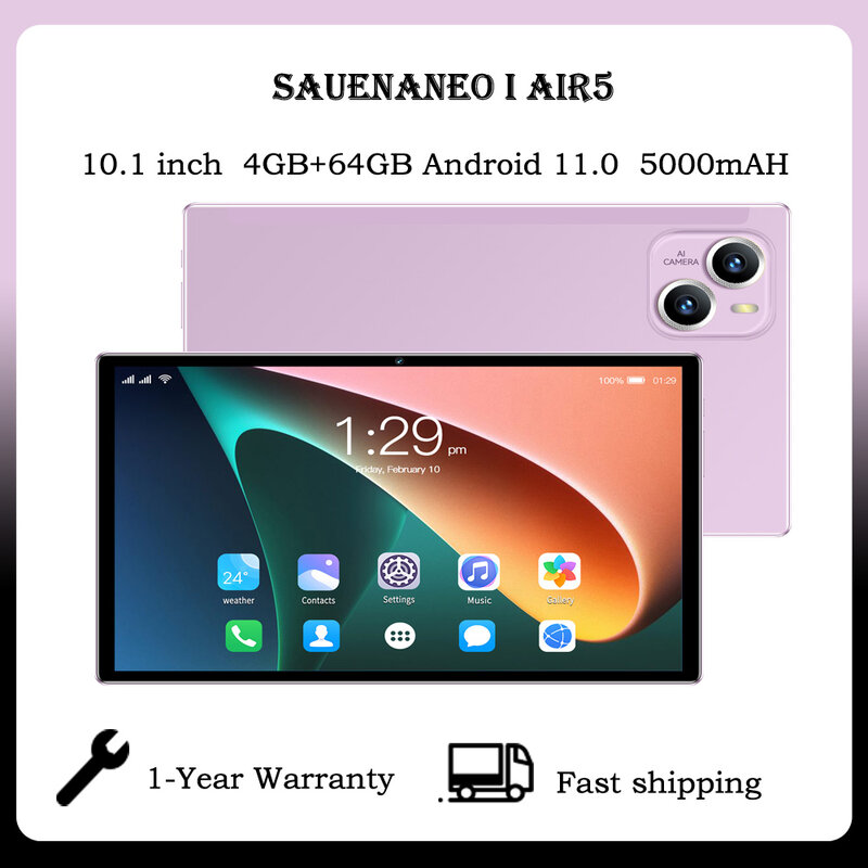 Tablet Android PC globale da 10.1 pollici Android 11 4GB RAM 64GB ROM con GPS Google Play 5000mAh batteria 5gwifi