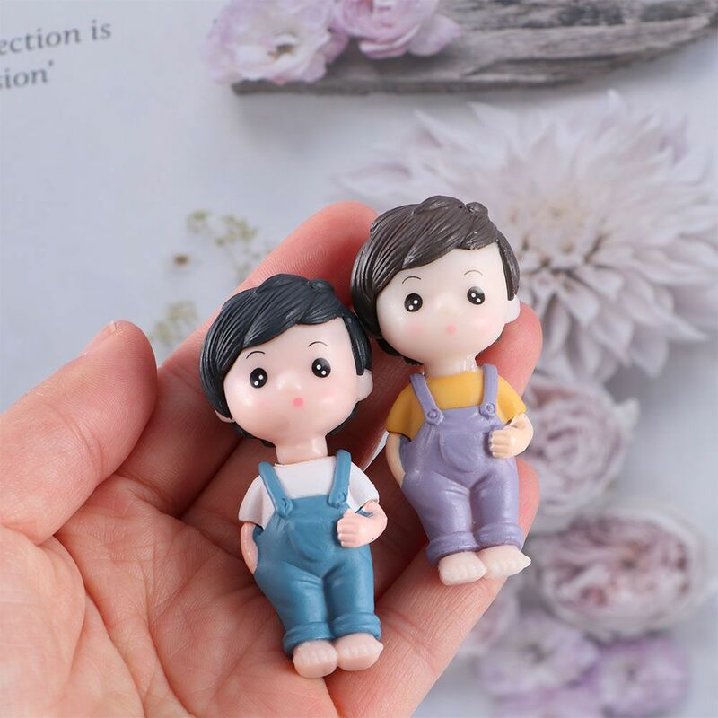 Mikro element dekoracji krajobrazu 1 para Bonsai do domku dla lalek wróżka ogród Mini pary figurka chłopiec dziewczynka ozdoba małe kochanki miniaturowe lalki