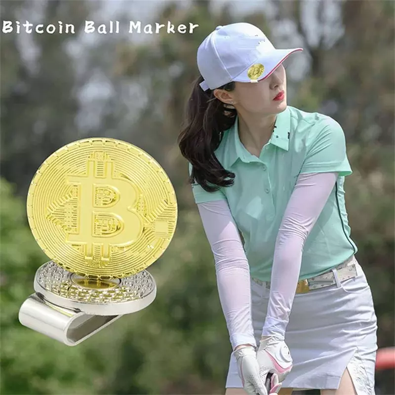 คลิปเดอ Sombrero magnético de Metal CON marcador de Bola, juego de Marca de Golf En formA de Bitcoin, regalos de golfista, ,,, 1
