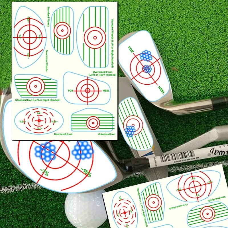 7 in1 Golf Club Impact Target Label Tape Sticker Practice for Iron Woods Wedge Club Test Paper Training Aid Accessories