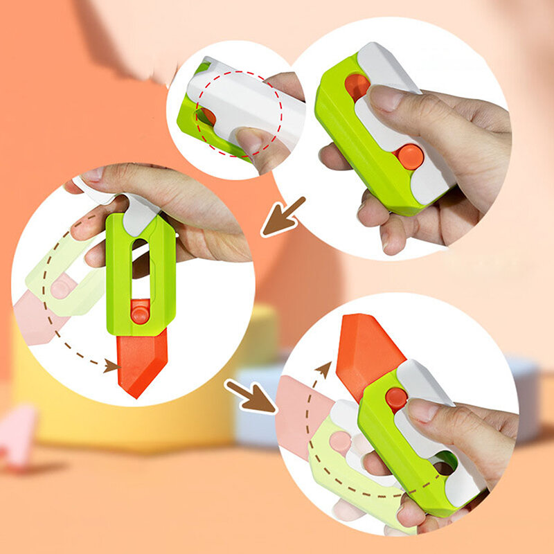 Adult Funny Props 3D Print Gravity Cub Jump Small Radish Carrot Knife Mini Model Student Prize Pendant Decompression Toy