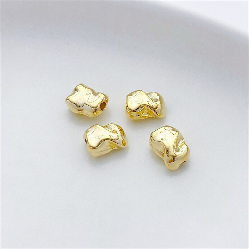 14K Gold Wrapped Irregular Baroque Stone Beads Separated By Loose Beads DIY Handmade Bracelet Necklace Ear Jewelry Material L203