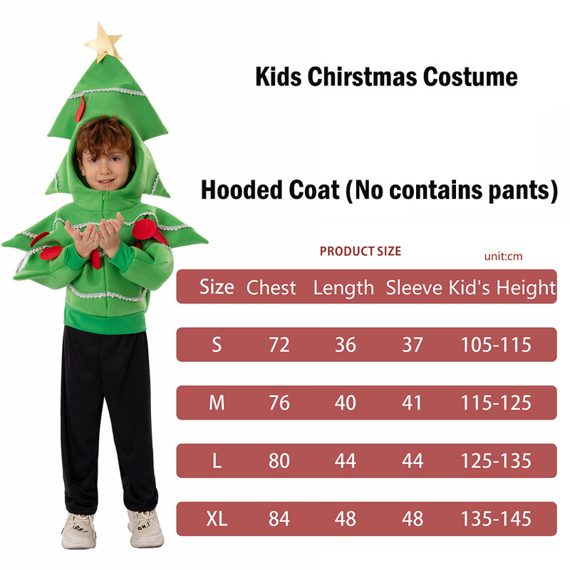 Child Christmas Tree Costume Christmas Themed DIY Outfit Coat for Boys Girls Fancy Dress Christmas Green Costume