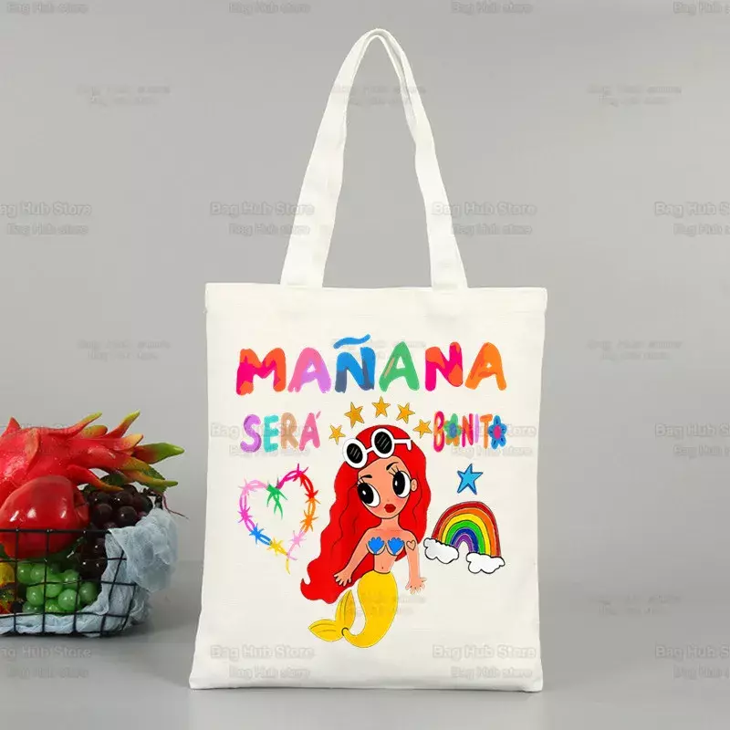 Manana Sera Bonito Karol G Merch Women Men Handbags Canvas Tomorrow Will Be Nice Tote Bags Reusable Cotton Capacity Shopping Bag
