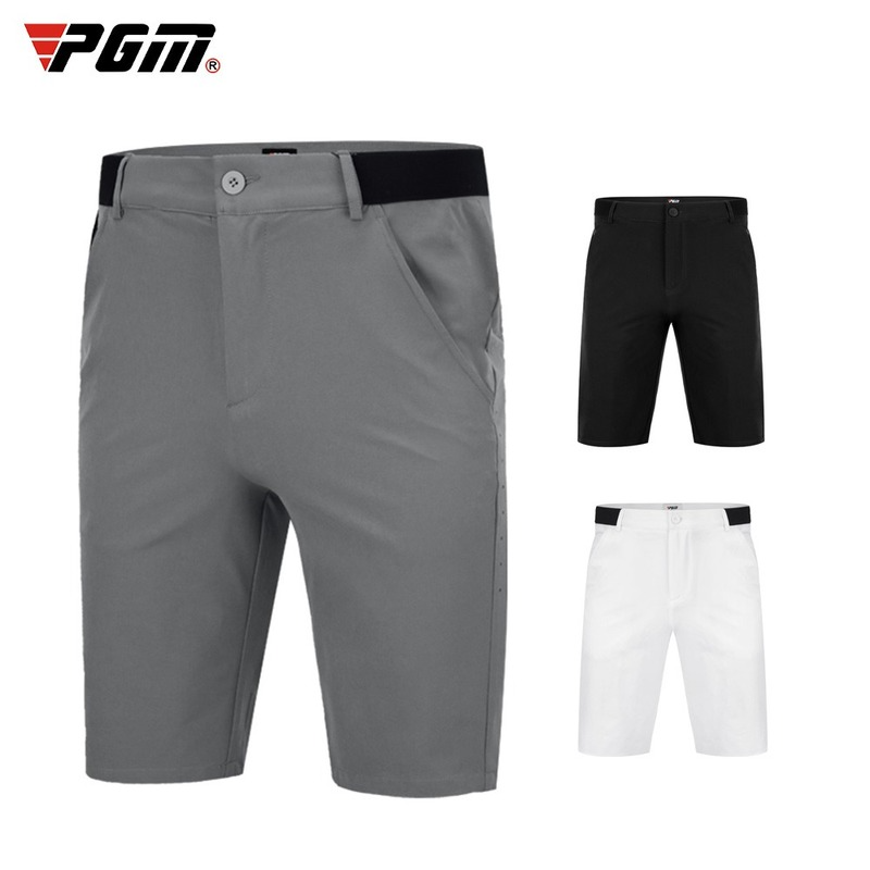 กอล์ฟ PGM Men กางเกงขาสั้นฤดูร้อนกลาง Celana Slim Elastic Breathable กีฬาสวมใส่สบายๆเสื้อผ้า Setelan Baju Senam เสื้อผ้าสีเทา KUZ076