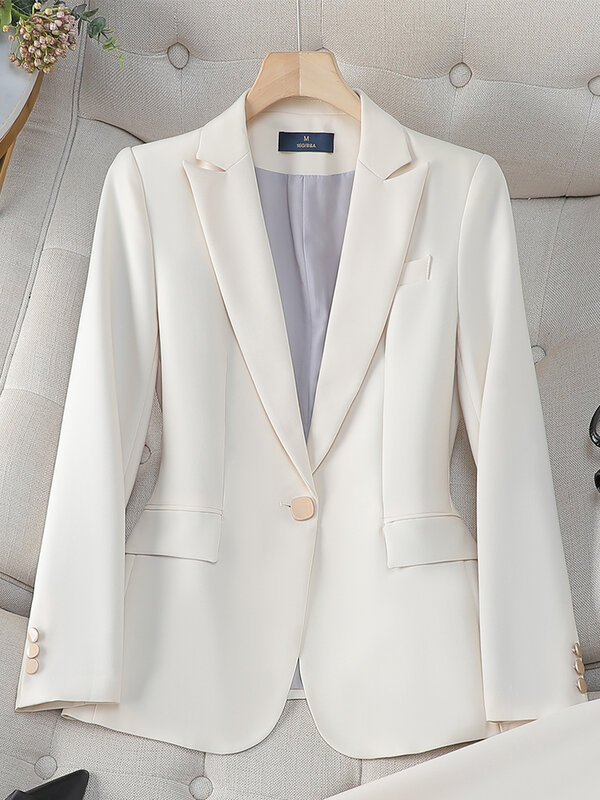 Chaqueta Formal de manga larga para mujer, abrigo de un solo botón, color caqui y azul marino, ropa de trabajo y negocios, otoño e invierno, novedad