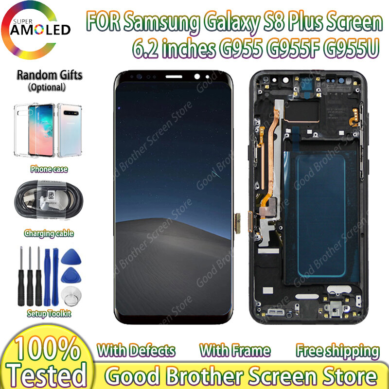 Super Amoled LCD S8+ G955 For SAMSUNG Galaxy S8 Plus G955F With Frame Display With Touch Screen Digitizer Assembly replacement