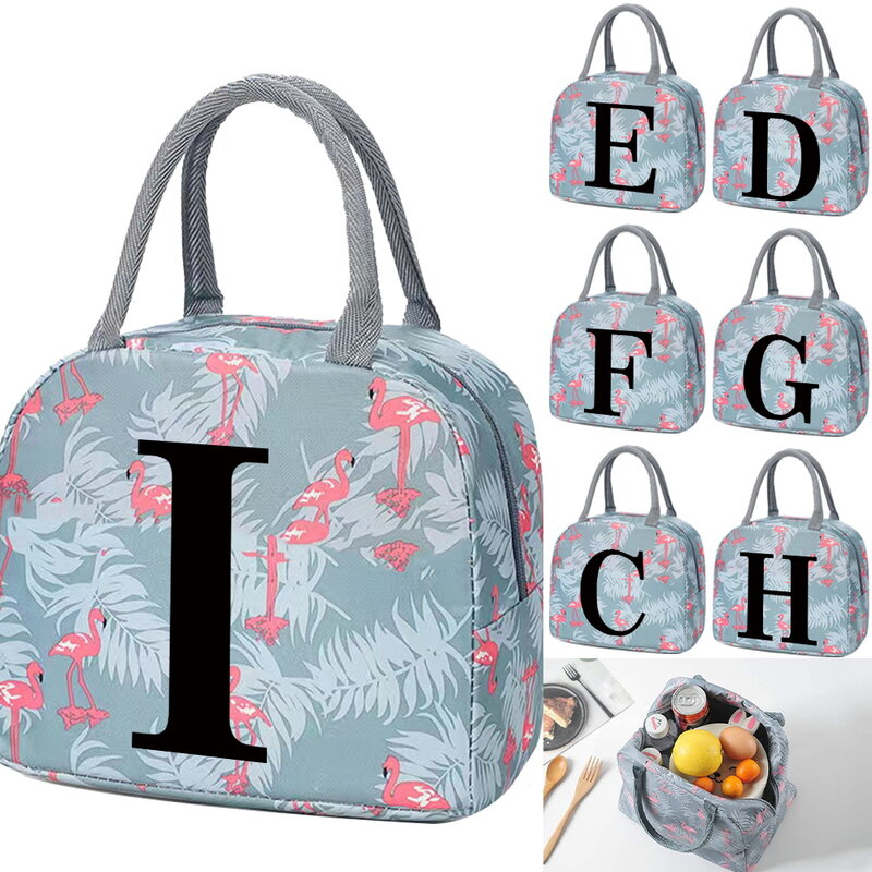 Thermal Lunch Dinner Bags Canvas Black Print Handbag Picnic Travel Breakfast Box School Child Convenient Lunch Bag Tote Food Bag