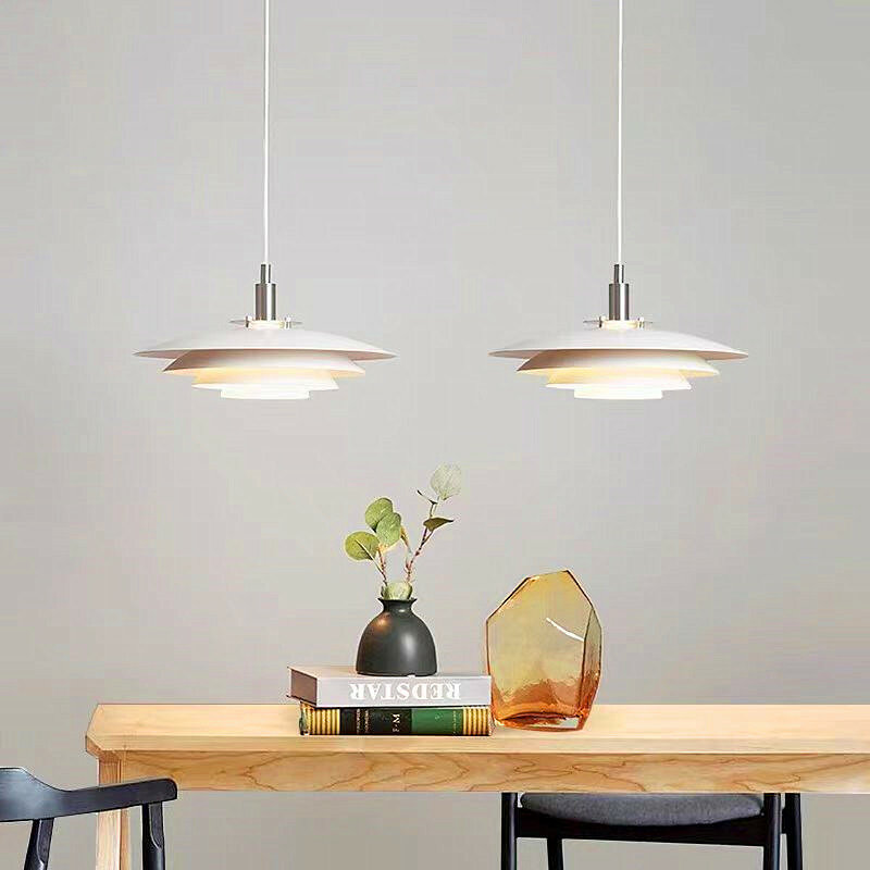 Simple and creative P flying saucer aluminum chandelier UFO home decoration dining table study room led bedroom lighting