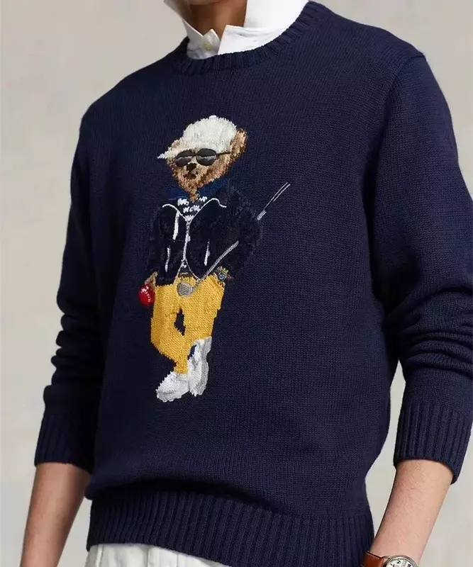 2023 nuovo maglione di cotone da uomo autunno inverno moda maglia top uomo RL orso maglioni di lana moda Casual pullover