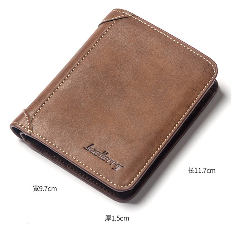 New Short Wallet Small Solid Wallets Fashion PU Leather Purse Card Holder Simple Classic Style High Quality Frosted Handbag Male