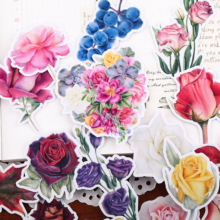 Pegatinas de flores y plantas para teléfono móvil, conjunto de Material decorativo, papelería Kawaii, 25 piezas