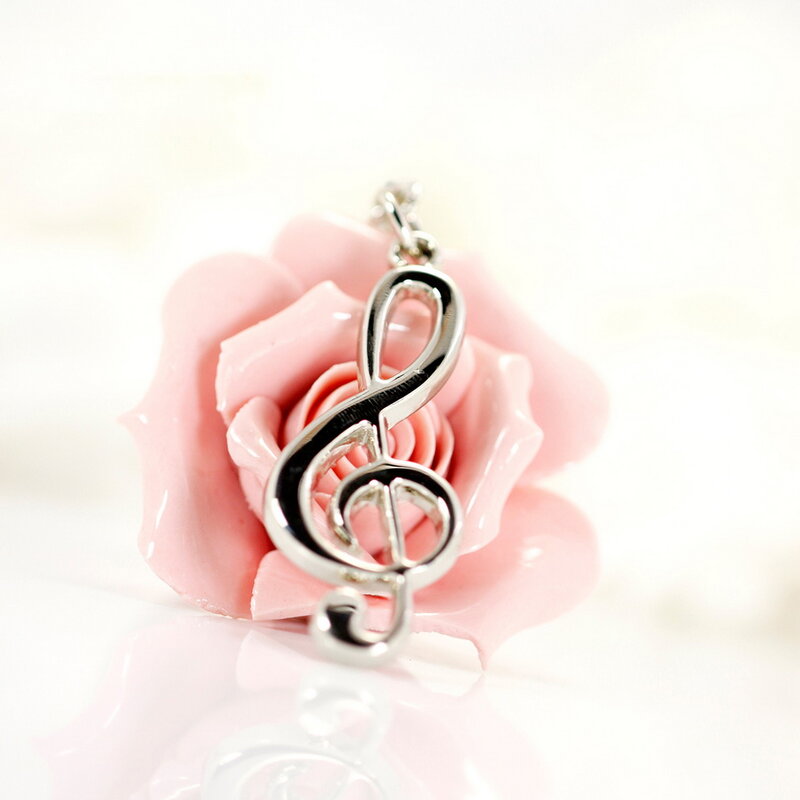Модный посеребренный металлический скрипичный ключ унисекс из нержавеющей стали музыкальный символ кольцо для ключей подарок