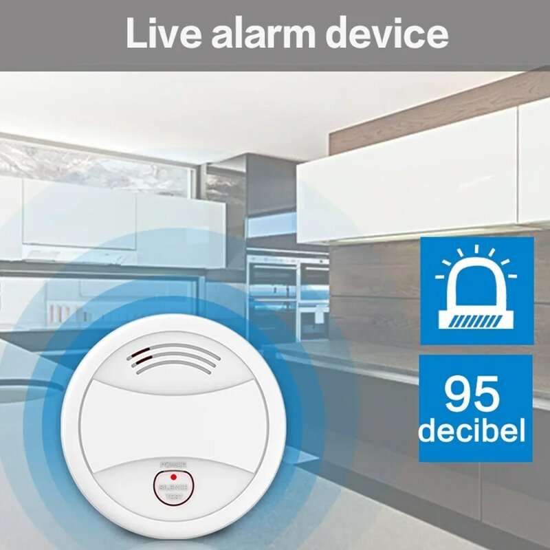 CPVAN Tuya detektor api WIFI, Alarm sensor api 85dB perlindungan suara peringatan rumah aplikasi perlindungan Sensor asap dorong